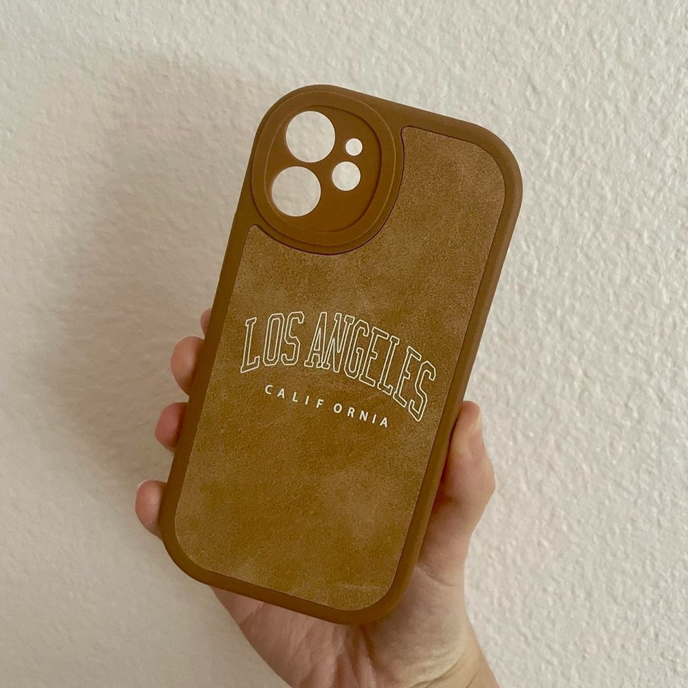 phone case for iphone12 mini brown tan white los angeles letter graphics